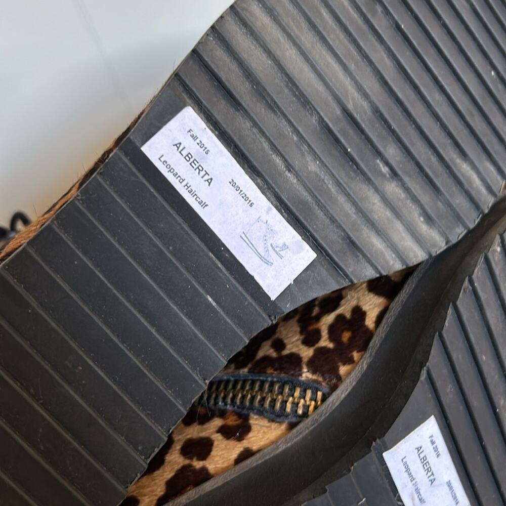 Ukies Alberta leopard Print Calf Hair Lace Up Boot Booties European Luxury 5.5 - Picture 6 of 10
